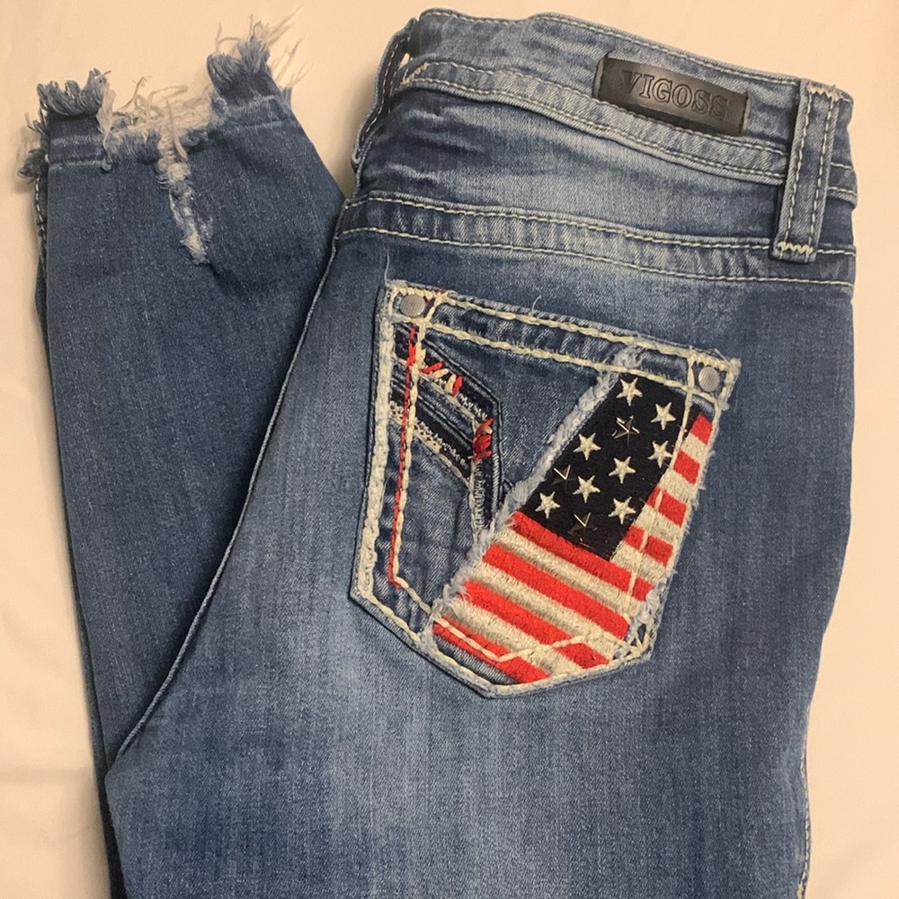 !SOLD!Vigoss American flag 4th of July pixie ankle pants jeans W28